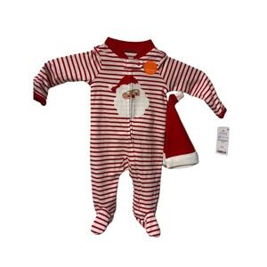 Carter's Baby Boys Pajamas Sleepsuit Santa‎ Stripes Hat 3m